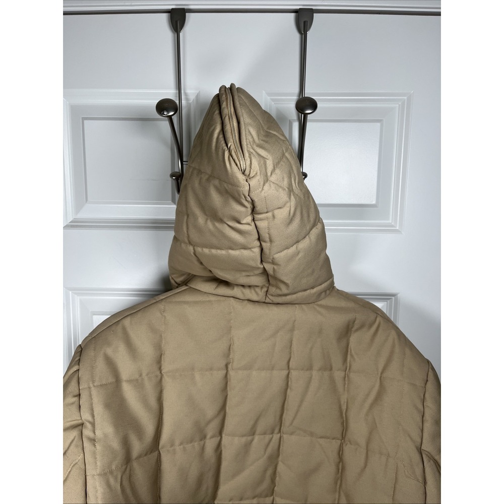 Vintage JCPenny Parka Coat Khaki Color Puffer Design 70s Era Hood Men's LL - Picture 10 of 15
